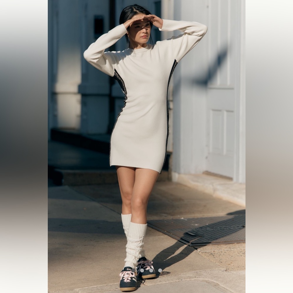 Anthropologie X Daily Practice Ivory Long Sleeve Mini Dress